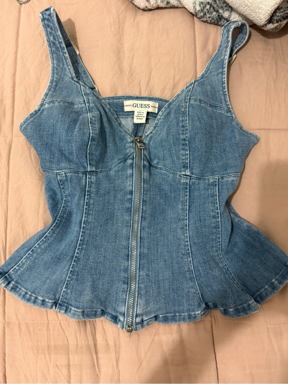 GUESS denim zip top
